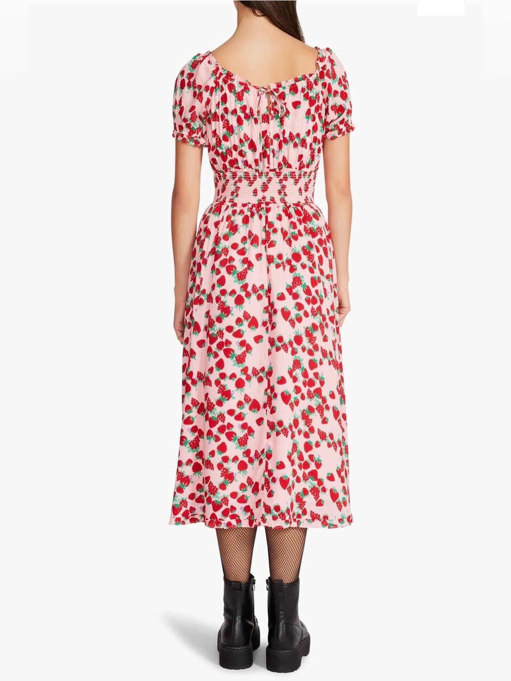 BETSEY JOHNSON Strawberry Feilds Challis Midi Dress (XL) Pearl Blush Raspberry - Picture 3 of 10